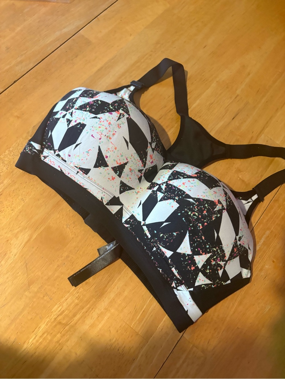 Black & White Geometric Push-Up bra Top with Color Splash
